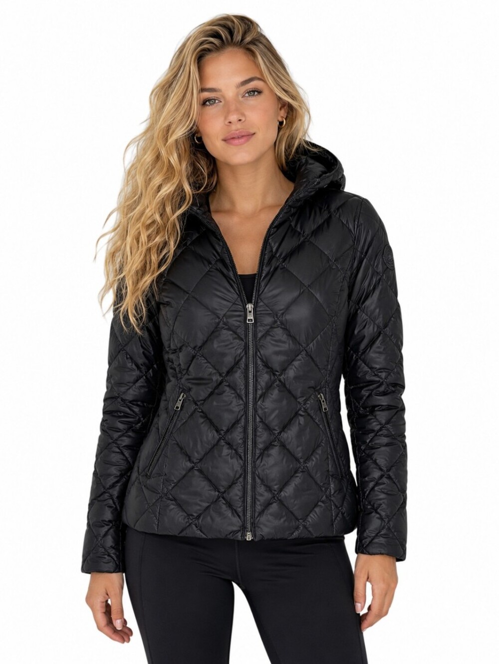 Lauren Ralph Lauren Black Diamond Quilted Down Hooded Puffer Jacket Small